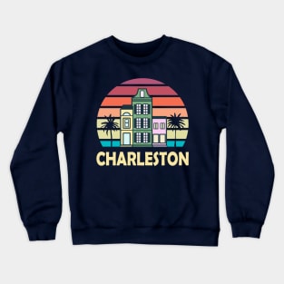 Charleston South Carolina Vintage Houses Palmetto Retro Crewneck Sweatshirt